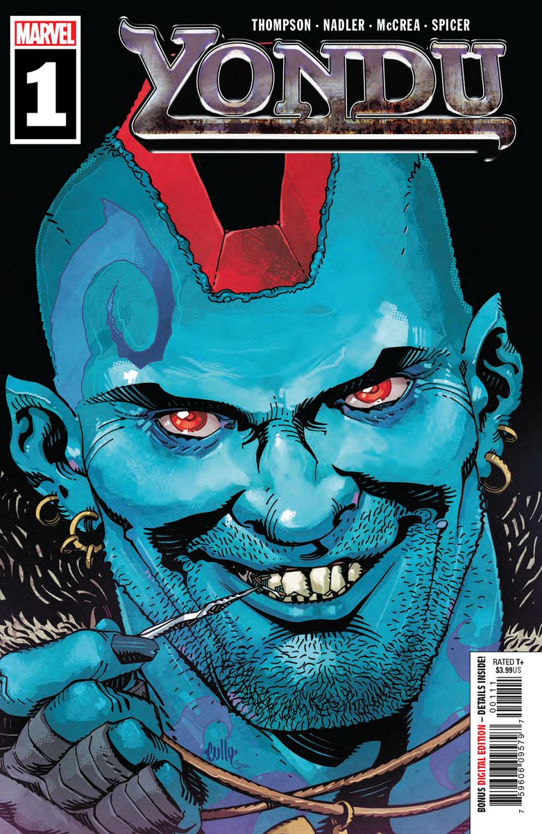 In comic shops today! New series! #NCBD #Yondu #MarvelComics #LonnieNadler #ZacThompson #JohnMcCrea #CullyHamner #InComicShopsNow

YONDU #1 (of 5) (Marvel Comics)
(W) Lonnie Nadler, Zac Thompson (A) John McCrea (CA) Cully Hamner
Rated T+
In Shops: Nov 06, 2019
SRP: $3.99