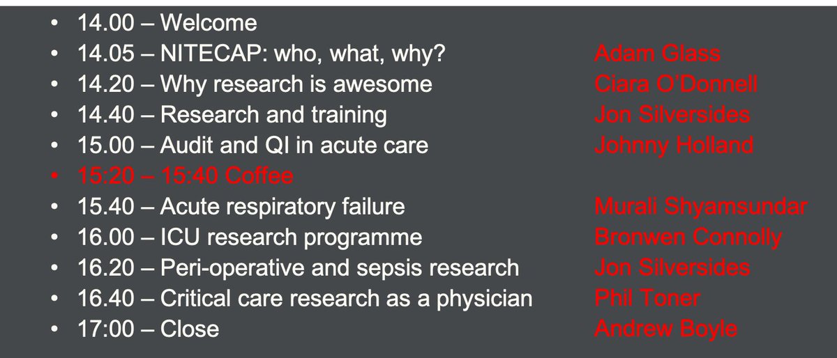 NITECAP (@nitecap_network) on Twitter photo Timetable for our research afternoon 2pm-5pm 20th November 2019. Speakers include <a href="/CiaraPepe/">Ciara O’Donnell</a>, <a href="/jon_silversides/">Jon Silversides</a>, <a href="/jonnyholland/">Jonathan Holland</a>, <a href="/P_Harp2/">Murali Shyamsundar</a>, <a href="/bronwenconnolly/">bronwen connolly</a> and <a href="/phil_toner/">PT</a>.
Thanks to <a href="/_NIMDTA/">NIMDTA</a> for support in organising and funding the event
Book a place
secure.intrepidonline.co.uk/CourseManager/… Timetable for our research afternoon 2pm-5pm 20th November 2019. Speakers include <a href="/CiaraPepe/">Ciara O’Donnell</a>, <a href="/jon_silversides/">Jon Silversides</a>, <a href="/jonnyholland/">Jonathan Holland</a>, <a href="/P_Harp2/">Murali Shyamsundar</a>, <a href="/bronwenconnolly/">bronwen connolly</a> and <a href="/phil_toner/">PT</a>.
Thanks to <a href="/_NIMDTA/">NIMDTA</a> for support in organising and funding the event
Book a place
secure.intrepidonline.co.uk/CourseManager/…