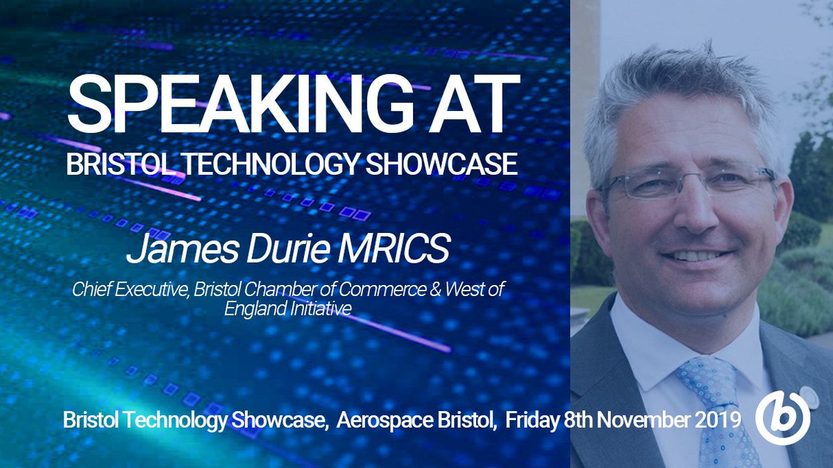 Chief Executive, Bristol Chamber of Commerce &amp; West of England Initiative, James Durie MRICS is joining one of our panels on Friday discussing engagement in technological change! You have just over 24 hours to register for this epic event! - bit.ly/btsnov19 <a href="/tech_bristol/">Bristol Tech Festival</a>