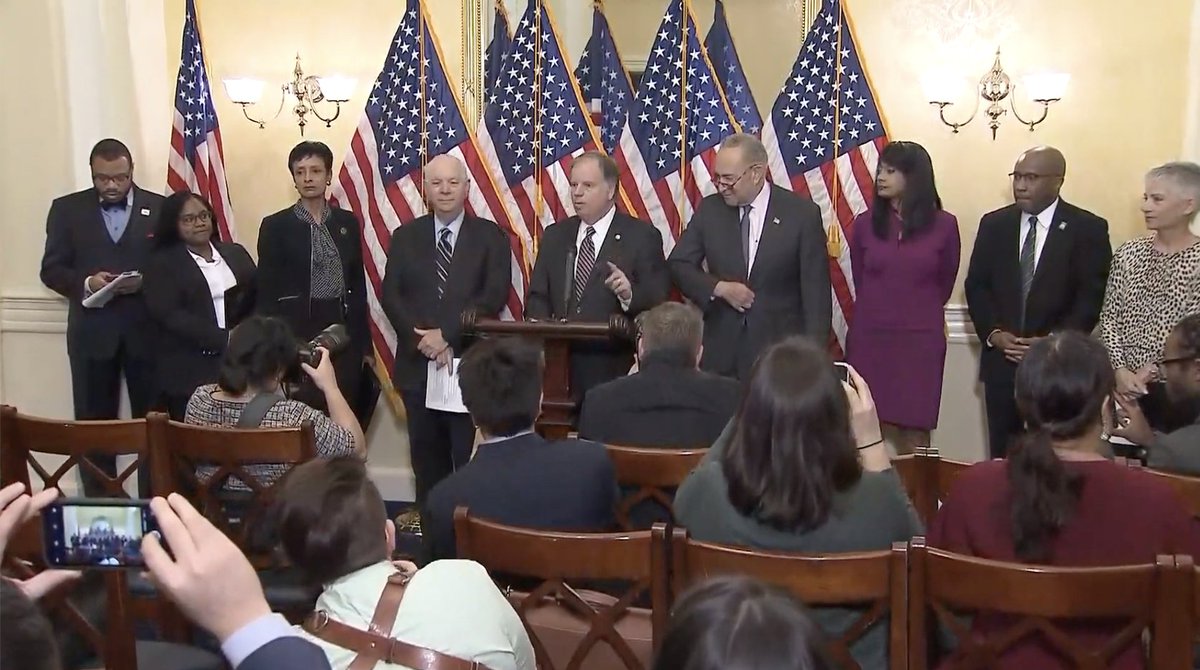 Senator Doug Jones stands alongside senators and leaders from the MSI community to call for passage of the FUTURE Act.