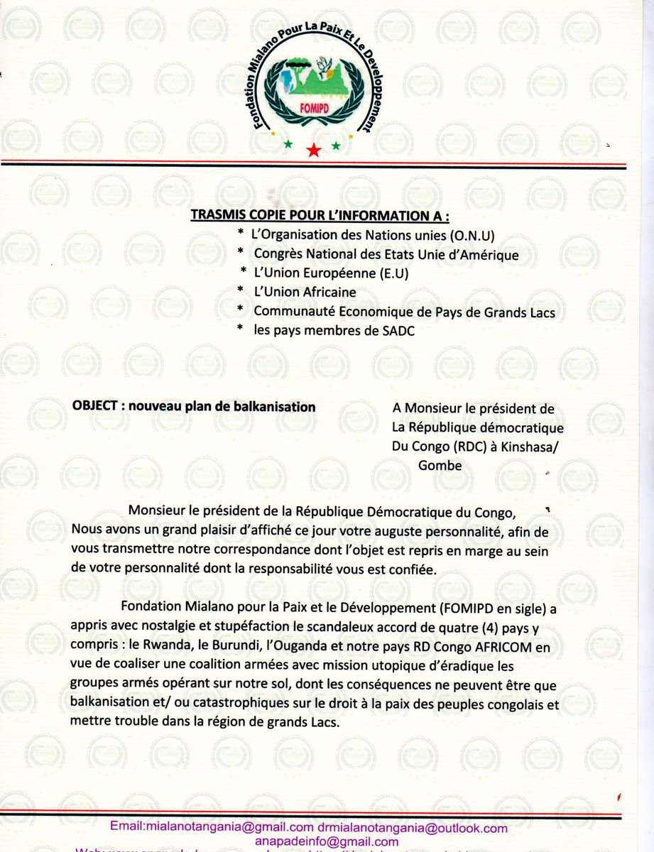 drmialano1's tweet photo. @Presidence_RDC @fatshi13 @VitalKamerhe1 @MartinFayulu @FARDC_ @politicocd @7sur7_cd @TV5MONDE @RFIAfrique @TeleAfricaine @bbcswahili https://t.co/vgbmgocE4A
