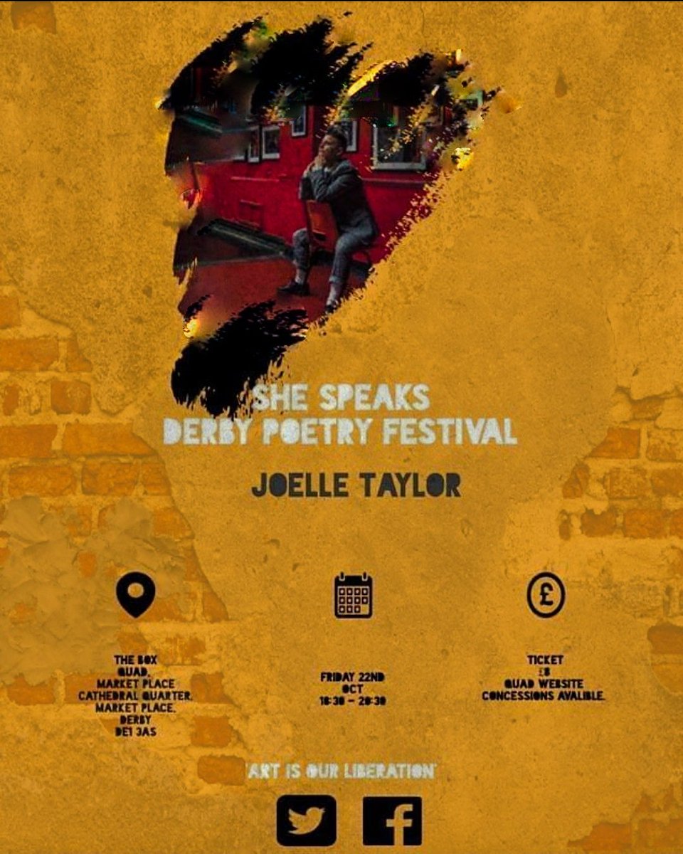 BIG NEWS 💛💛💛
We've got <a href="/JTaylorTrash/">joelle taylor</a> headlining She Speaks <a href="/DerbyPoetryFest/">Derby Poetry Fest</a>!!
Support acts include <a href="/BeaUdeh/">Bea Udeh</a> <a href="/Jskullcloak98/">Jennifer Raynor</a> <a href="/aoifethepoet/">Aoife</a>!!
💛💛💛

Don't forget to book <a href="/derbyquad/">Derby QUAD</a> before they sell out!

We can't wait!!

#poetry #derbypoetryfestival

facebook.com/events/4100578…