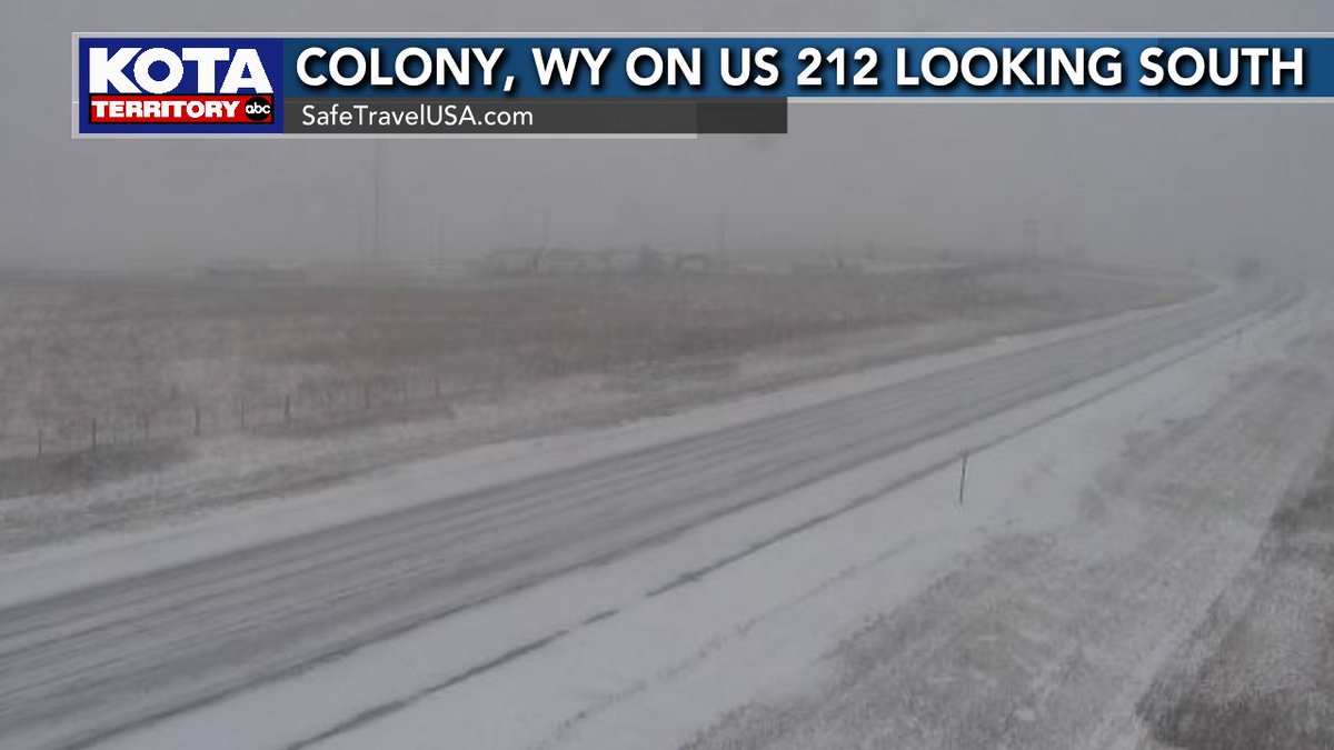 kotatweets's tweet image. If you don't need to travel this morning, it is suggested that you just stay in. Northeast Wyoming is seeing a lot of black ice &amp;amp; areas of snow. Colony, Wyoming has some blustery conditions as visibility is reduced. If you must travel, TAKE YOUR TIME! #KOTAWeather #wywx #sdwx