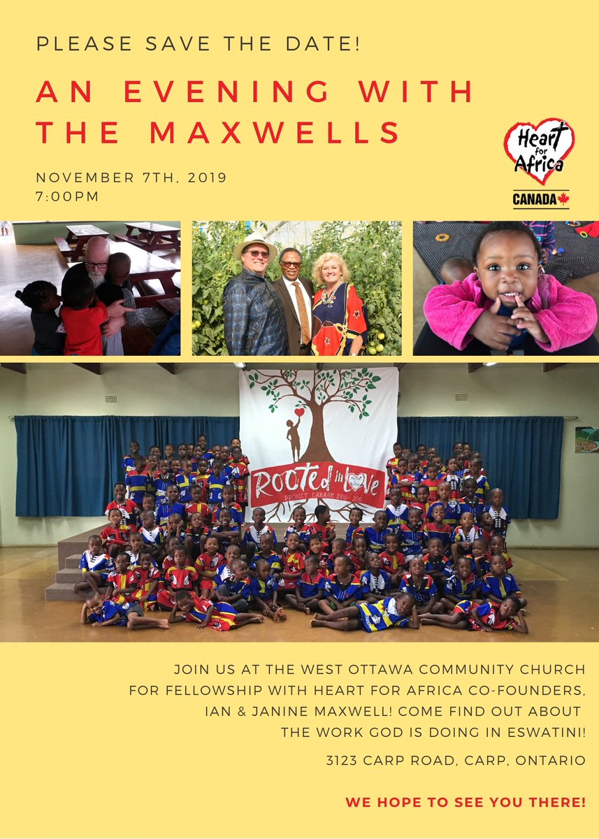 🇨🇦Friends in CANADA! Catch up with Ian &amp; Janine Maxwell who are in Ontario for the next several days!  Visit our Events page to find out where you can connect with them and get updates! Tomorrow night they'll be in Carp, Ontario!
heartforafrica.ca/events/