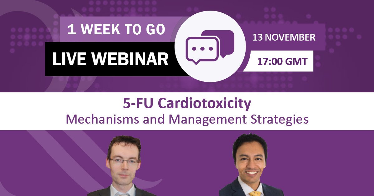 radcliffeCARDIO's tweet photo. ⏳1 WEEK TO GO⌛️@arjunkg & @DrMarkWestwood1 will host an #RCwebinar on #cardioonc specifically on 5-FU cardiotoxicity!
Register today before it's too late ➡️ https://t.co/YEhjsAz5rE
Pls share @Daniel_J_George @CardioOncology @DLenihanICOS_MD @juancplana @juancplana @iamritu 🙌 https://t.co/9TnFnQ5y75