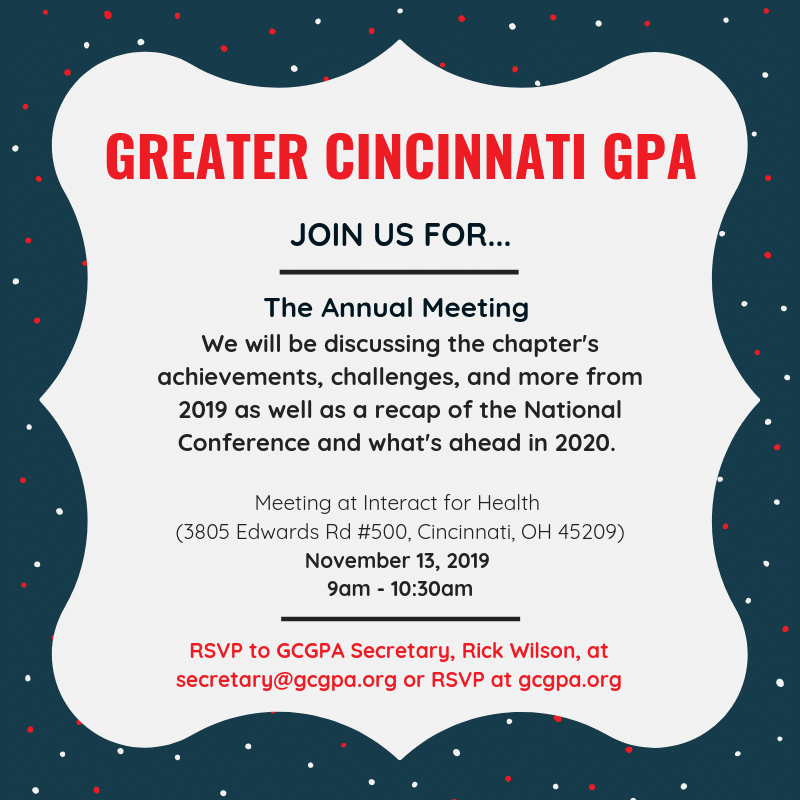 GreaterCinciGPA's tweet photo. Don't forget about next week's Chapter Meeting!
This month we will be reviewing chapter highlights from 2019, the National Conference, and all the great stuff we'll be bringing your way in the new year!
RSVP here--> https://t.co/Pwh9z4Fi5D
#grantspro #GreaterCinciGPA #GPA https://t.co/o809hp7RrD