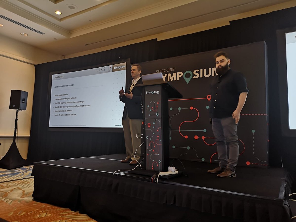 Seva and I co-presenting on the next version of the Sitecore Commerce - Microsoft D365 connector at #SitecoreSYM <a href="/EPAMSYSTEMS/">EPAM Systems</a>
