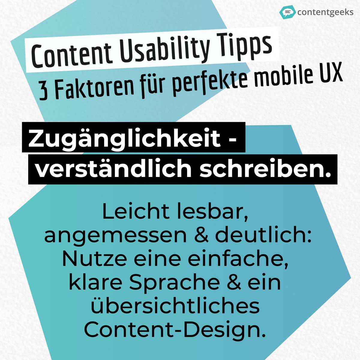 content_geeks's tweet photo. Perfekte Mobile #content #usability ? Mit diesen drei Tipps klappt es 🤓 Mehr zum Thema Mobile Content findet ihr in unserem aktuellen Blogbeitrag 😉 https://t.co/OzlcpkYuow https://t.co/jXwZApso94