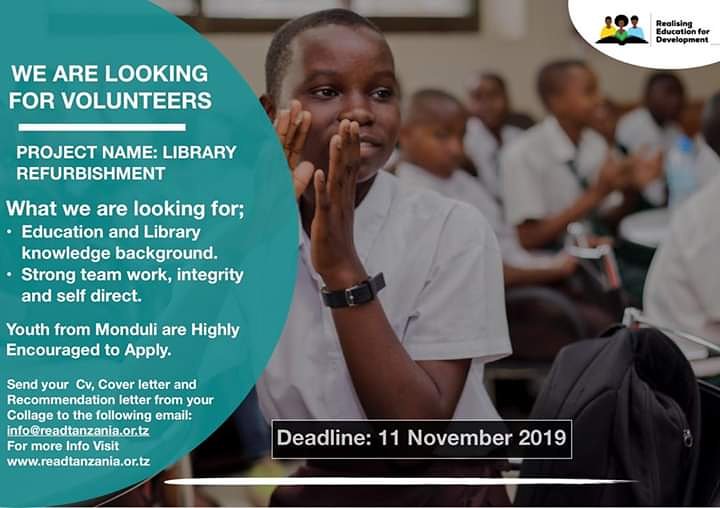 OJMwandemele's tweet photo. #READ offering volunteering opportunities. Apply and send all needed documents at info@readtanzania.or.tz

NB: Follow the instruction.

#weareREAD #LibraryForTheNation #AnnualSession https://t.co/x4QqUpBYLl