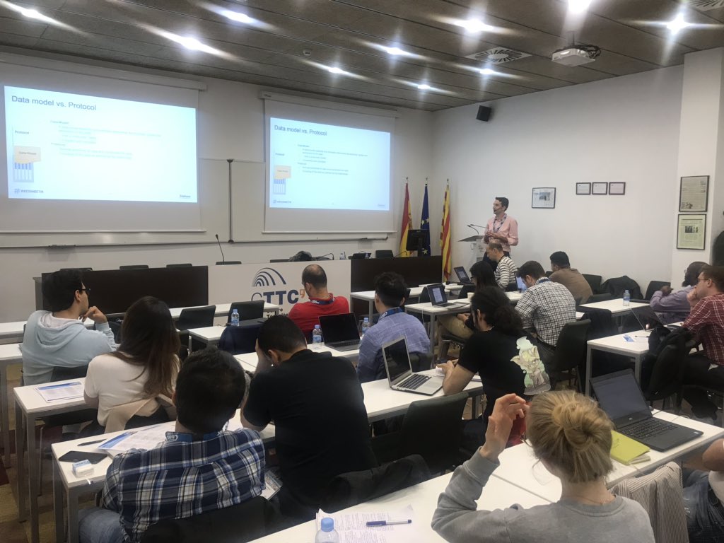 Saman Feghhi <a href="/ericsson/">Ericsson</a> and Victor Lopez <a href="/Telefonica/">Telefónica</a> during the second day of the <a href="/ComSoc/">IEEE ComSoc</a> School on Netowork Slicing and Data-Driven communications organised by <a href="/CttcTech/">CTTC</a>. The school is technically supported by the <a href="/5g_solutions/">5G-Solutions</a> <a href="/5GPPP/">5GPPP</a> and <a href="/5GSTEP_FWD/">5GSTEP FWD</a> @MSCActions projects.