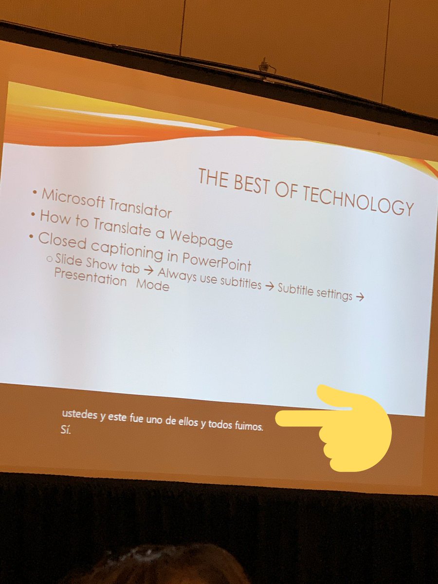 devont2008's tweet photo. Using the closed caption feature on PowerPoint to translate a live presentation. @kckps_esl #ksELLS #ksESOL @IowaCLC #IowaCLC19 https://t.co/aIB161wcp0