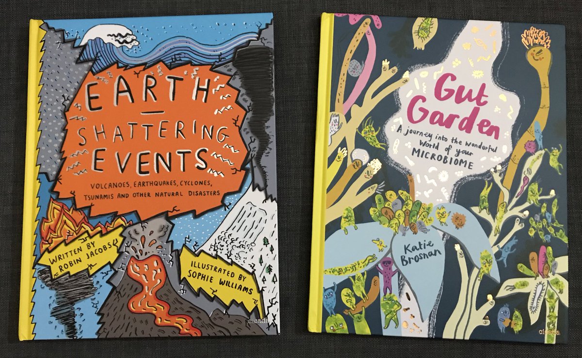 BookSuperhero2's tweet photo. Look at these two brilliant titles I received from @cicadabooks today! #EarthShatteringEvents #RobinJacobs & #SophieWilliams 🌋 and #GutGarden by #KatieBrosnan 🦠 #NNFN #Bookpost https://t.co/HlsF3BoJct