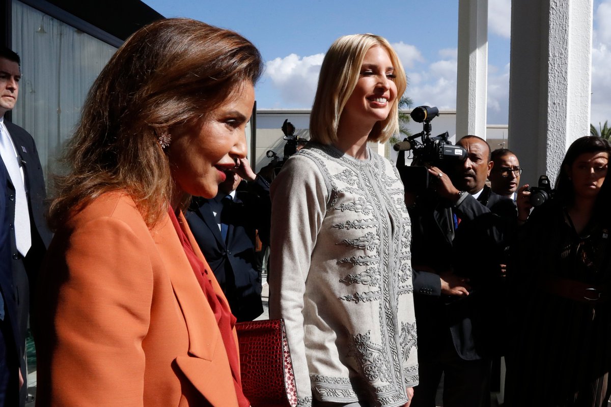 arabnews's tweet photo. Morocco’s Princess Lalla Meryem welcomed @IvankaTrump to Rabat on Wednesday for a three-day visit to promote the economic empowerment of women in developing countries #WDGP @MCCgov
https://t.co/L7ZEYZdVtk https://t.co/47pwrscZ0X