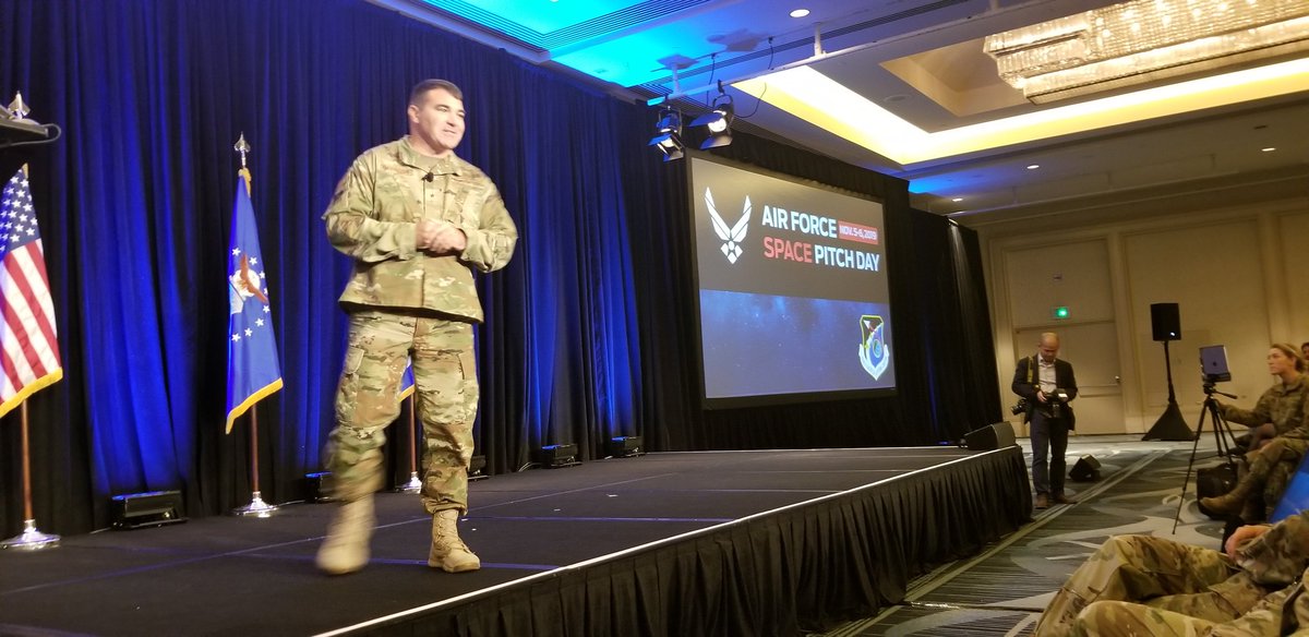 SMC_CCR's tweet photo. #SpacePitchDay with Ops perspective... "...one foot in the fieldand one foot in development...we stood up the Combat Development Division to communicate our problem set...." Brig Gen Davidson. 

#SpaceStartsHere #space #agile #disruption @AF_SMC https://t.co/FVkXN5R3km