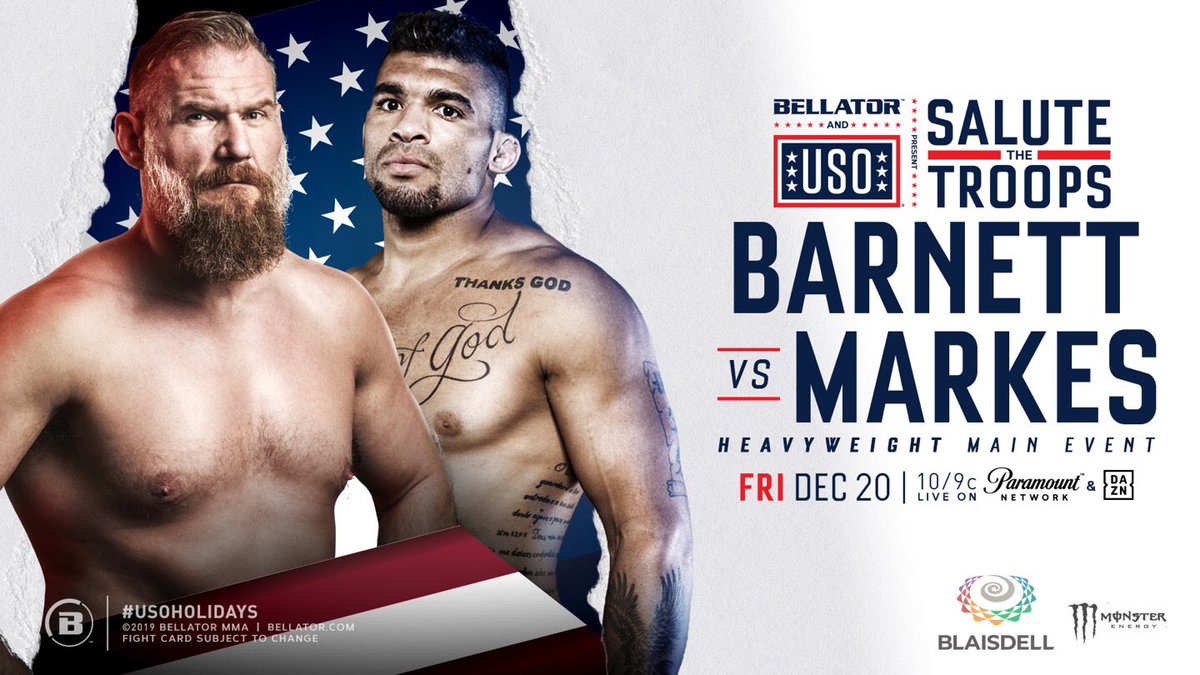 On Dec. 20 in Hawai'i, <a href="/BellatorMMA/">Bellator MMA</a> &amp; <a href="/the_USO/">USO</a> Salute the Troops.