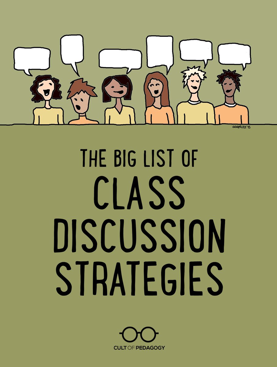 ISUWriting's tweet image. Check out this great resource on class discussion strategies submitted by English 101.10 Coordinator Bryanna Tidmarsh! Which ones will you use in your classroom? Comment below!
cultofpedagogy.com/speaking-liste…