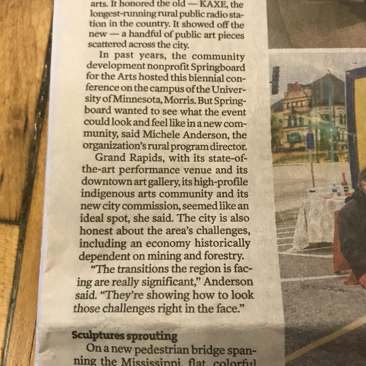 SpringboardArts's tweet photo. One more time, because it's always cool to be in print. Thanks to the Star Tribune for covering #RACSummit, and to our organizing partners and sponsors, to all the speakers and attendees who made the experience, and to the City of Grand Rapids for hosting. https://t.co/MTgGTTen9n