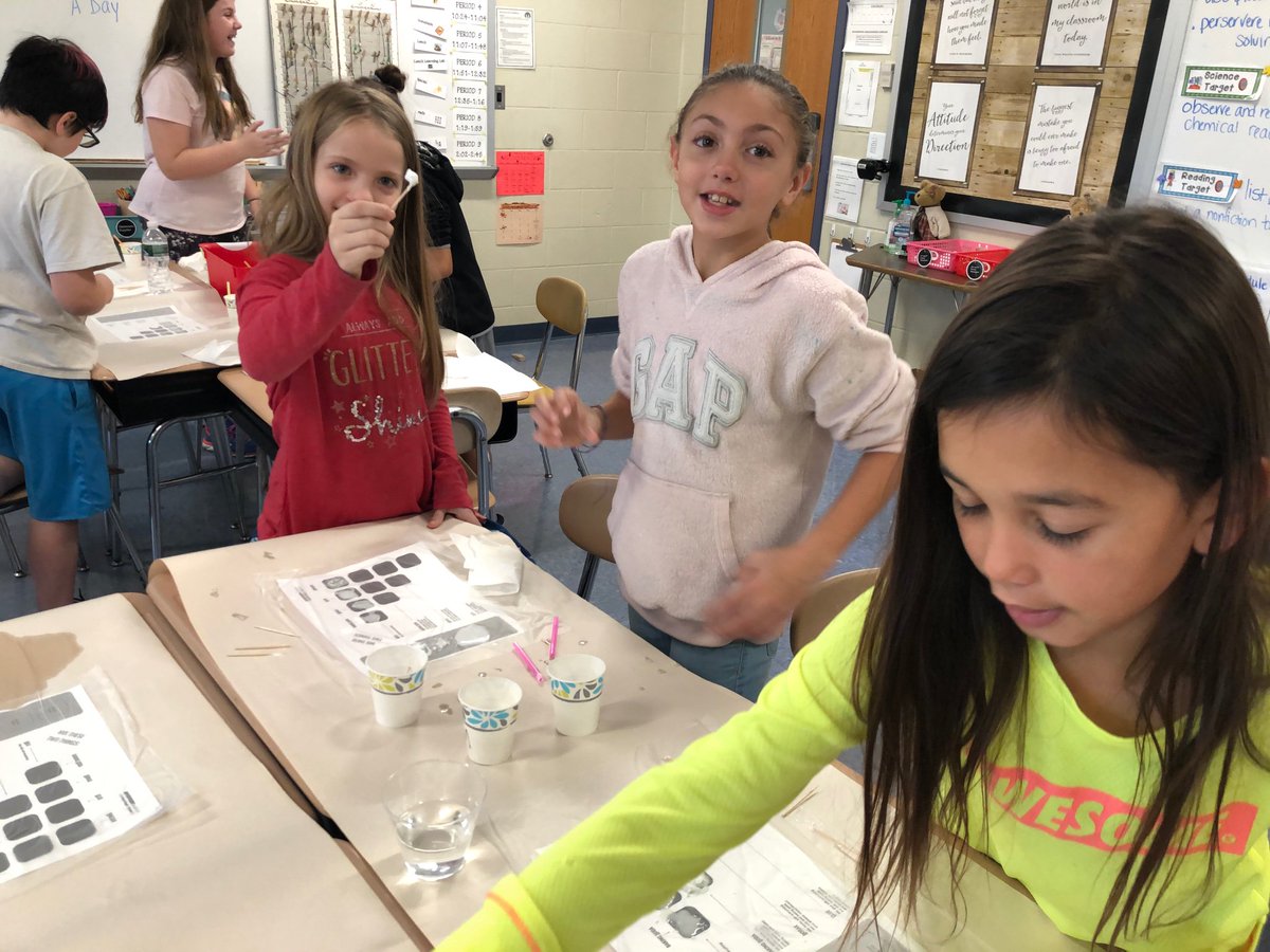 LynnMatteo's tweet photo. @BataviaMiddle 
Today we explored physical properties of matter and chemical reactions. We tested substances until we made a new substance... goo!! #bmspride #sciencerocks https://t.co/T3YOmb0l7k