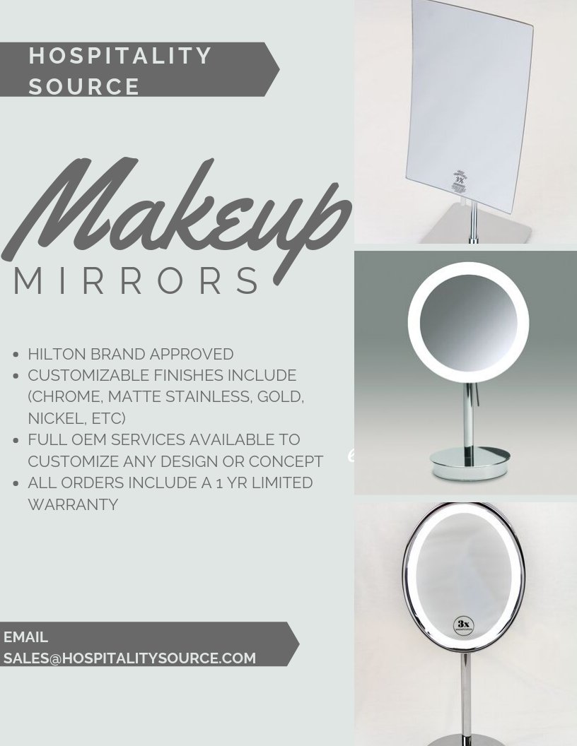 Its a MIRROR-CLE! 
. 
New #MakeupMirrors available at Hospitality Source now. 
.
1 Year Warranty on all makeup mirror orders! 
.
#HospitalityDesign #InteriorDesign #Design #HotelSupply #OSandE #BathroomDesign #Hotelier #BDNY #Hospitality #LuxuryHotel #BoutiqueDesign #HotelLife