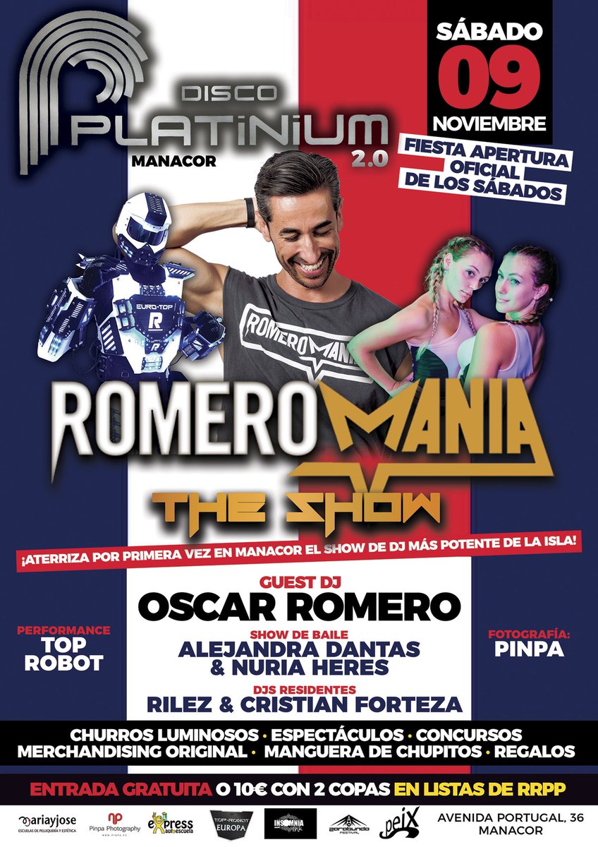 Este sábado RomeroMania en Platinium Manancor ¡Os espero!