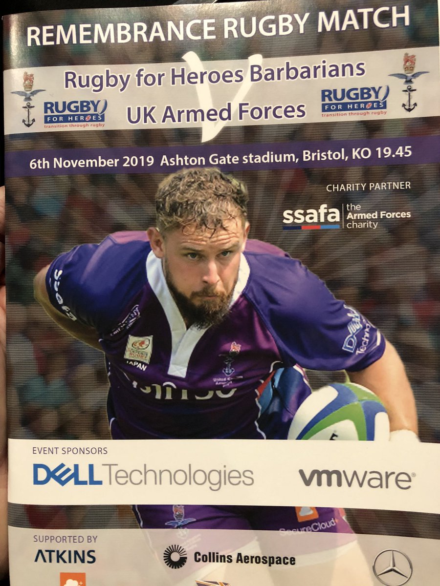 Delighted to be invited to the #RemembranceRugbyMatch tonight @ Bristol with @TeamPoliceUK. 

@UKArmedForces v @Rugbyforheroes