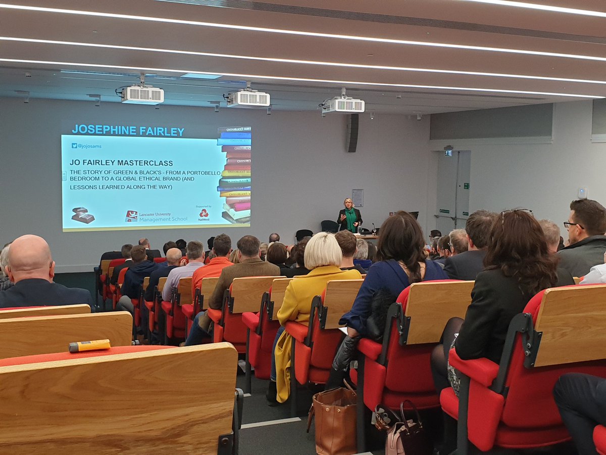 Made it to <a href="/LancasterUni/">Lancaster University</a> just in time to hear the story of <a href="/greenandblacks/">Green & Black's</a> with <a href="/jojosams/">Josephine Fairley</a> 👍 #Entrepreneurship