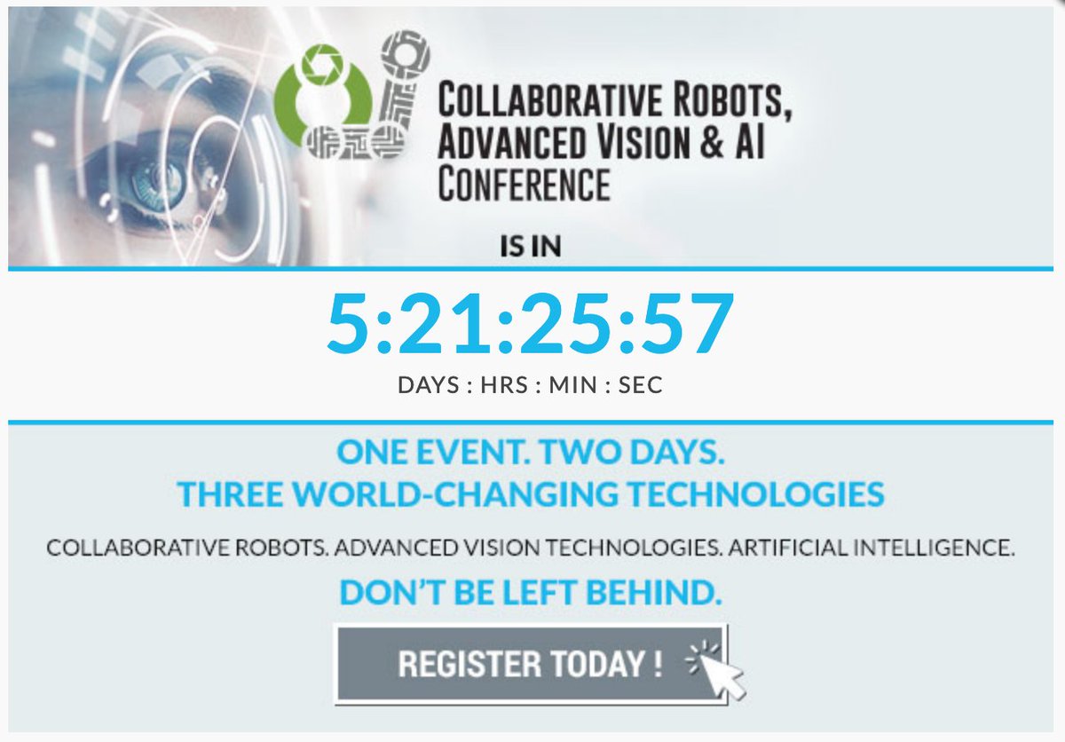 hci_marketing_'s tweet photo. The Collaborative Robots, Advanced Vision &amp; AI conference is coming up fast. But there is still time to register. Nov 12-13 in San Jose. Register today! @a3automate @RIA_robotics  #CRAVAI #CRAV.ai #cobots #collaborativerobots #robotics #advancedvision #AI https://t.co/vtFHJaajX0 https://t.co/POotgs0sBK