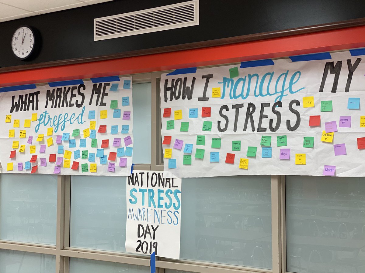 USCHSACTIVITIES's tweet photo. National Stress Awareness Day 2019! Student Council wants to know about the stress in our student’s lives. #USCwellness @USCHSSC @timothymwagner @USC_High_School @USCSchools @PASCtweets https://t.co/WyizLj1p21