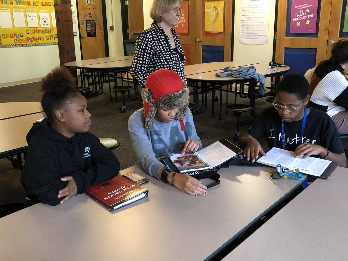 community_cb's tweet photo. We started our cooking club, C.B. Cooks last week with our partners at @RevolutionFoods! Thanks to Michelle for helping our students learn to make healthy chili. Students receive a cookbook, apron and the supplies they need to make each meal on their own! #cbcommunity #cbcooks https://t.co/ohh1cWP2rG