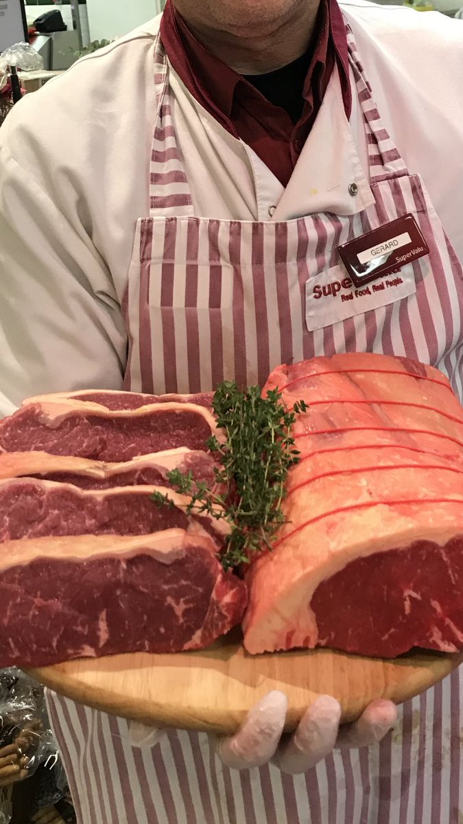 IrishButcher25's tweet photo. Great HALF PRICE offers tomorrow @quishs260 Irish Striploin Steak €11.49/kg.  
Irish Pork Loin Roast €5.14kg
Fresh Salmon Darnes only €11.25/kg #fresh #beef #pork #fish #experts @SuperValuIRL https://t.co/dDGph2cQL8