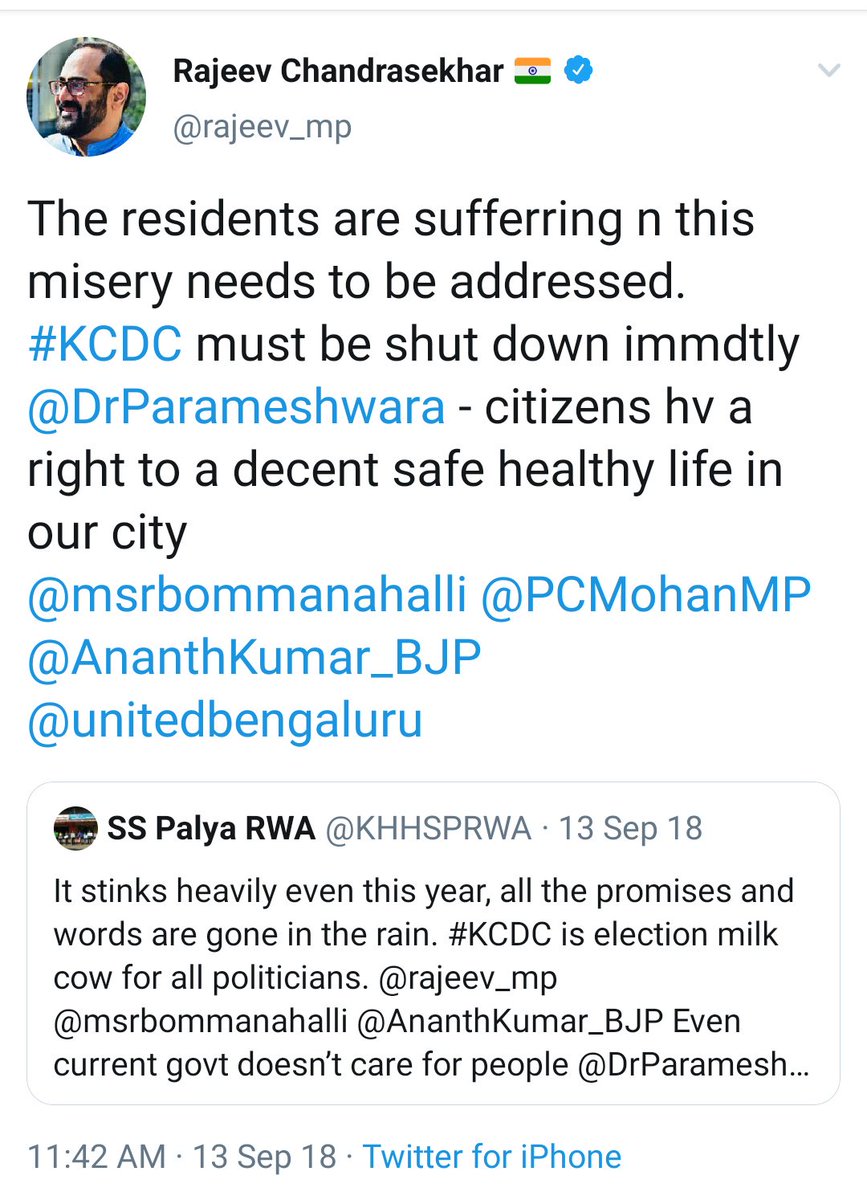KHHSPRWA's tweet photo. @rajeev_mp Is #ShutdownKCDC is included as part of #NewBengaluru? If you can't make any statement about your own promise, no value for your tweets and words. @msrbommanahalli @Tejasvi_Surya @BSYBJP @nalinkateel @AmitShah #ShutdownKCDCasPromised https://t.co/tXzwZ4jbBf