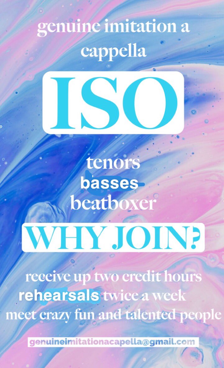 ATTENTION ALL SINGERS: We’re currently looking for tenors, basses and a beatboxer!! If you like to sing, or know anyone who does, DM us for more info!!