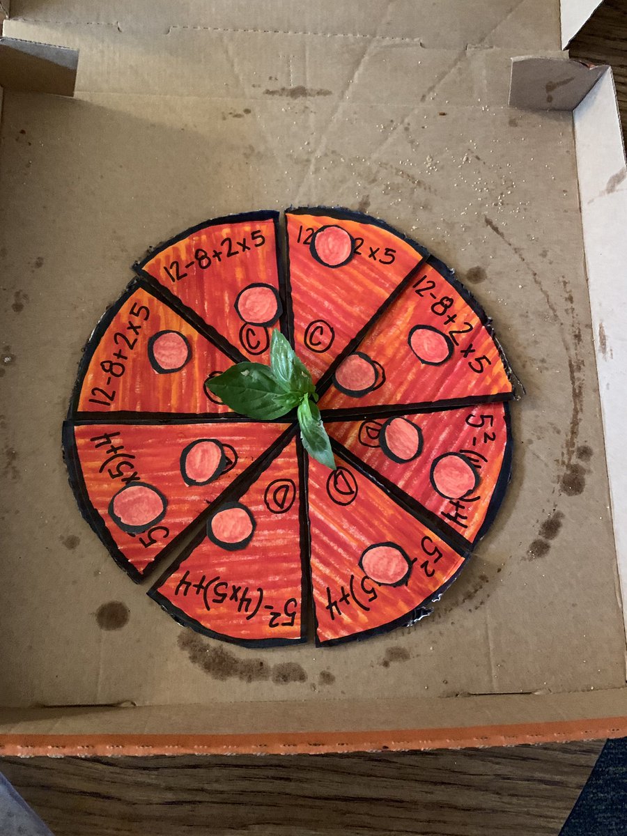JulieSchirmer2's tweet image. Schirmer Pizzeria: serving up equations.   #orderofoperations #mathisfun @CFESmustangs
