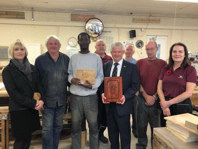 Uplifting visit to HMP <a href="/Standford_Hill/">HMP/YOI Standford Hill</a>. Great to see the good work being done by the Governor and staff to improve the outcomes for prisoners on their release. Thank you so much for the fabulous wooden engraving of my coat of arms produced in the workshops