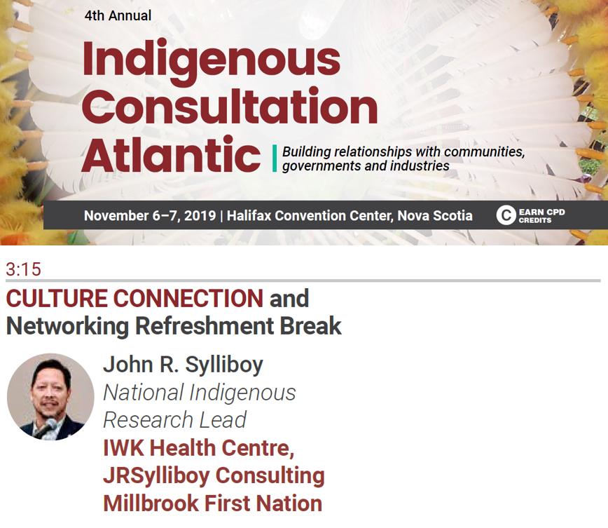 VOICES_CI's tweet photo. Millbrook First Nation’s @SylliboyJohnR leads a discussion on Community engagement from an L'nu perspective during the networking break #IndigenousATL https://t.co/FlO6Z2ptDA