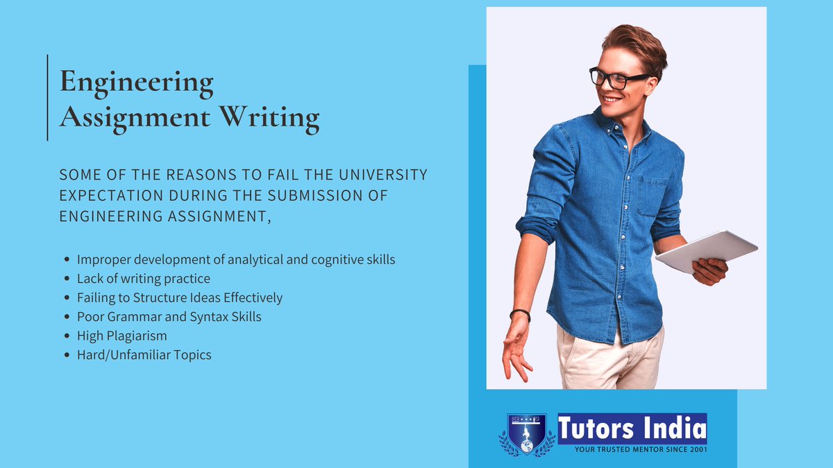 TutorsIndia's tweet image. TutorsIndia #EngineeringAssignment Writing Service is designed to get you the extra help you need in completing your next #university or #collegeessay. Our writers will satisfied your universities expectations #Dissertation #Education #University #WisdomWednesday