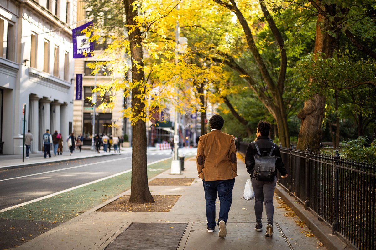 nyuniversity's tweet image. Leaf peeping. A brisk walk. Hot chocolate. Your favorite song. 🍂☕️🎧🧣 The weather is changing, it's the middle of the week, midterms are behind us, and finals are still ahead. What are you doing today to reflect and recharge? #NationalStressAwarenessDay #FallFeelings