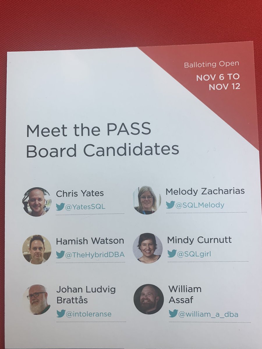 YatesSQL's tweet photo. Voting is now open #PASSSummit #PASSElection https://t.co/FAEQ6fhEdm