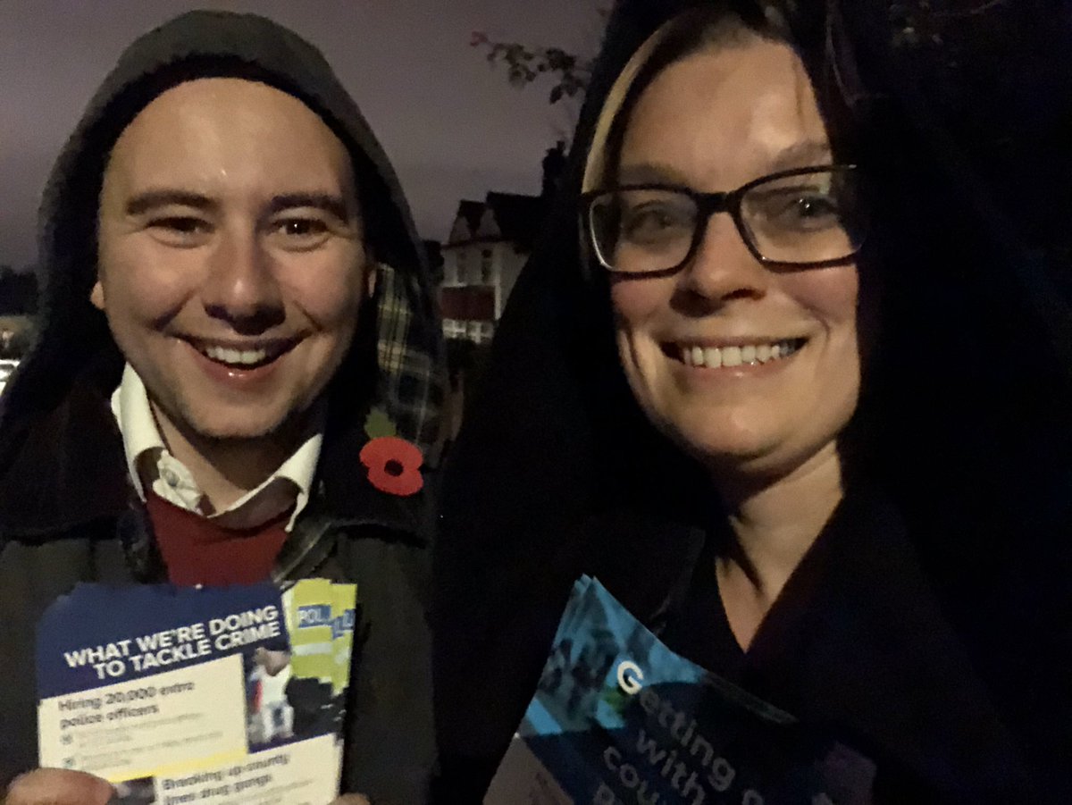 The rain is falling so hoods on and leaflets out with @dwnconservative in #KnightsHill. Our pledge to get more police officers on the streets is #winning. #torycanvass #VoteConservative