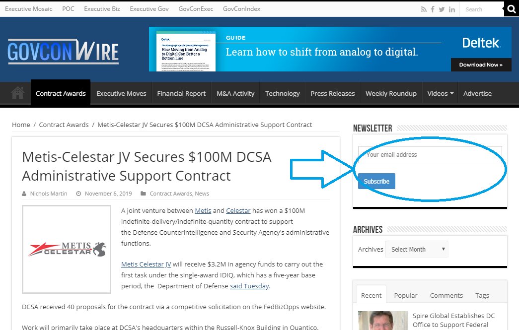 jimgarrettson's tweet image. .@MetisLLC-@CelestarCorp JV Secures $100M @DCSAgov Administrative Support Contract via ow.ly/sr8P50x3tJO
Don't forget to subscribe to @GovConWire's free daily email newsletter here!
#govcon #metissolutions #celestar #jv #dcsa #dod #contractaward