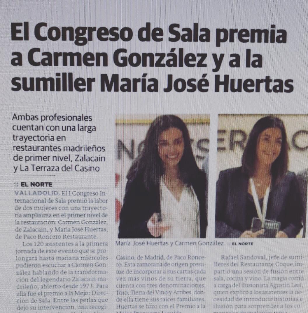 Enhorabuena a nuestra sumellier por el premio a mejor propuesta líquida 2019, en el Congreso Internacional de sala Castilla y León <a href="/mjhuertasvega/">maria jose huertas</a> !