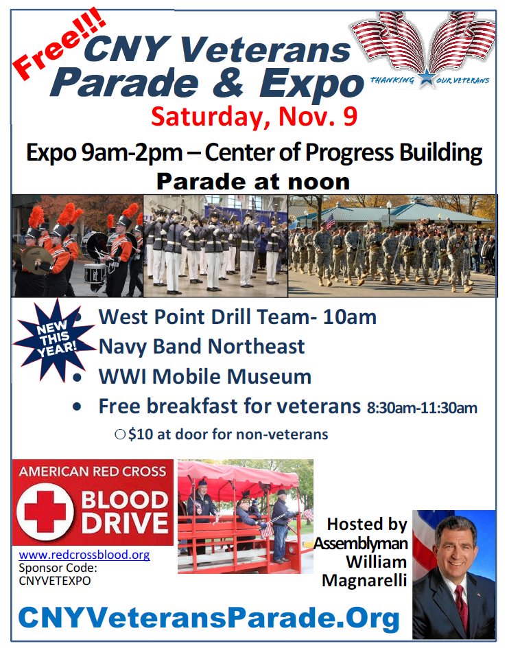 I look forward to seeing you Saturday at the CNY Veterans Parade and Expo <a href="/CNYVetParade/">CNY Veterans Parade</a>