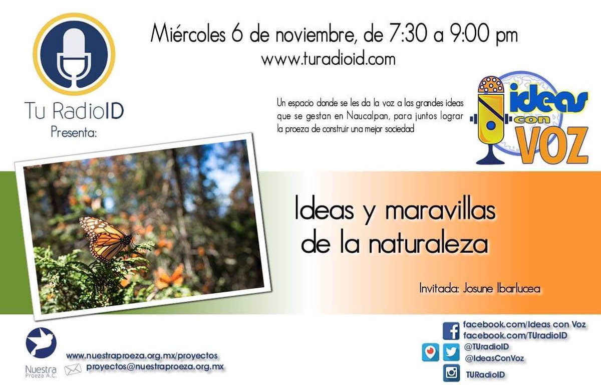 Hoy en @TuRadioID hablemos de cómo cuidar el planeta. #MariposasMonarca #EmpresasEcológicas #CuidemosNuestroPlaneta