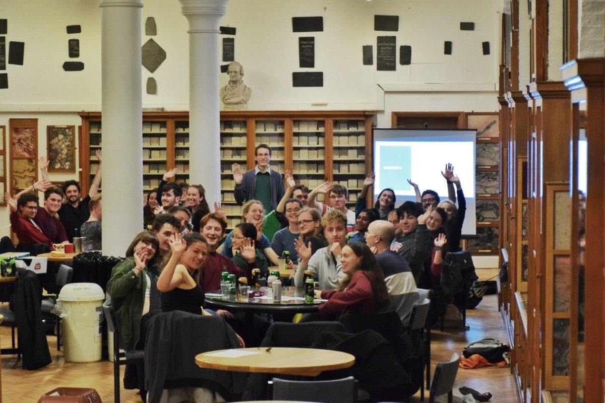 One of the many highlights of Michaelmas term thanks to @sedgwickclub this is the Magical Mystery Tour (#MMT) Launch Pub Quiz. Extra points for the teams with the greatest mix of students (first years to PhDs), welcome all. #beststudents #geologistsrock #pubquiz