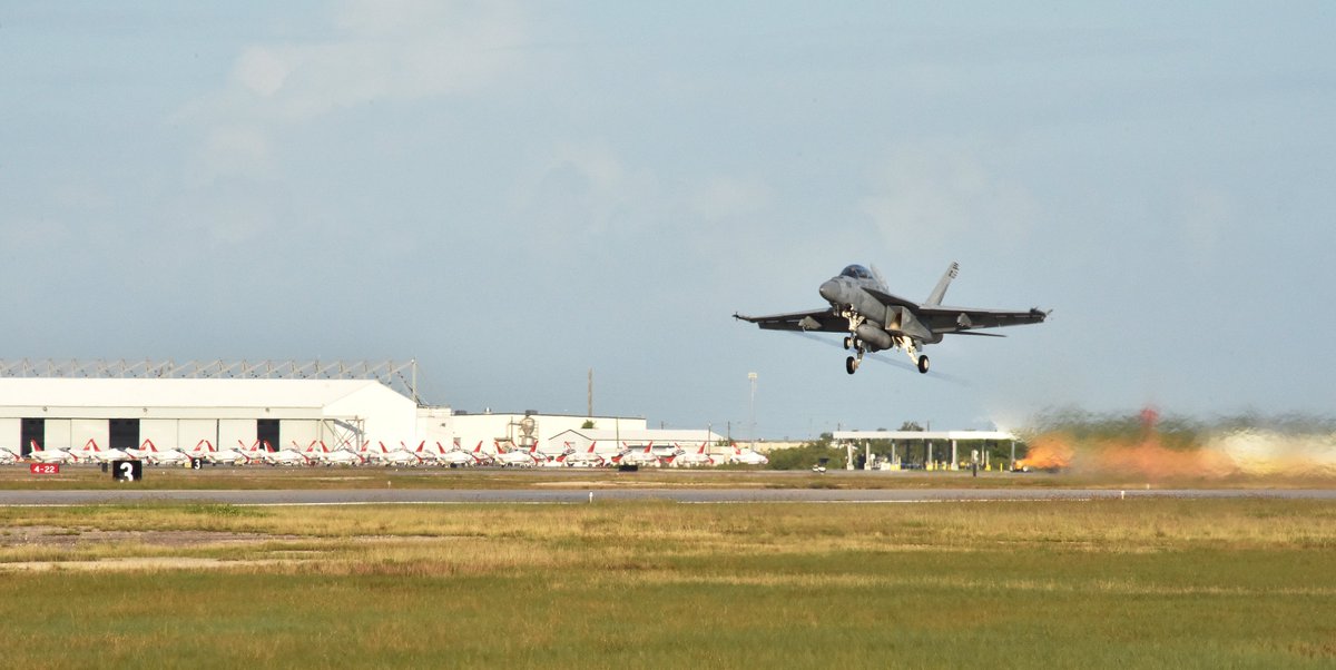 #WarfighterWednesday Super Hornets are in town conducting Field Carrier Landing Practices (FCLPs), critical required training before pilots land on an aircraft carrier. The communities around Boca Chica Field will notice an increase in flights this week. #NavyReadiness