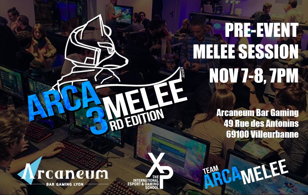 ⬡ Link69 | 王淼 🦊 (@link_69) on Twitter photo Only 2 days before #Arcamelee3! Join us on Nov. 7-8 to drink beers and to work on your matchups! We will have our weekly on the 7th and a session with everyone on the 8th. No venue fee but be sure to order something as we're in a bar 🍻 #XpSchool #SSBM cc <a href="/xp_esport/">XP The esport & gaming school</a> <a href="/ArcaneumLyon/">Arcaneum</a> Only 2 days before #Arcamelee3! Join us on Nov. 7-8 to drink beers and to work on your matchups! We will have our weekly on the 7th and a session with everyone on the 8th. No venue fee but be sure to order something as we're in a bar 🍻 #XpSchool #SSBM cc <a href="/xp_esport/">XP The esport & gaming school</a> <a href="/ArcaneumLyon/">Arcaneum</a>