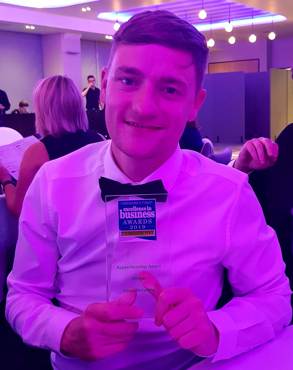 Well done @Forge_Recycling, winner of the Yorkshire's Finest excellence in business Apprenticeship Award 2019 #ypbiz19