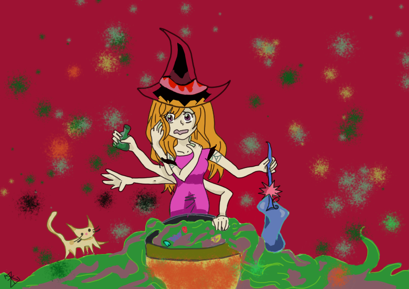 niipaan's tweet image. super forgot to upload my halloween finished picture XD #witch #uhoh #potionproblems