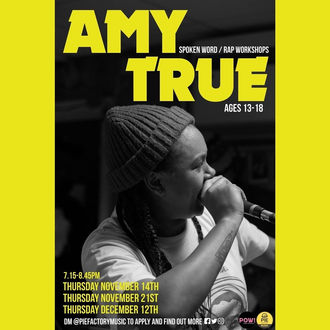 Amy_True's tweet photo. FREE SPOKEN WORD & RAP WORKSHOPS @PieFactoryMusic @peoplesarmyuk @GlobalFaction @IAmHipHopMag1 with #AmyTrue πππ½π https://t.co/GWhkaJkg10