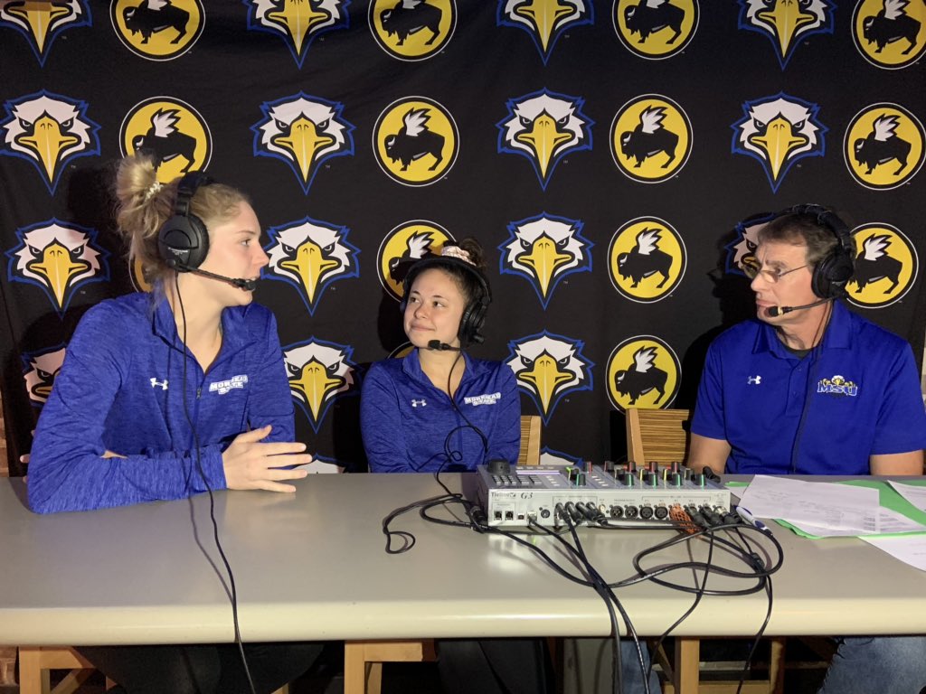 MSUEaglesVB's tweet photo. Seniors @DMcCarson and @KarleeReynolds join in on This Week in Morehead State Athletics with host Chuck Mraz. 

Senior Day is Saturday when we host Jacksonville State at 2 pm ET. 

#EaglesSoar https://t.co/5sMpNORekF